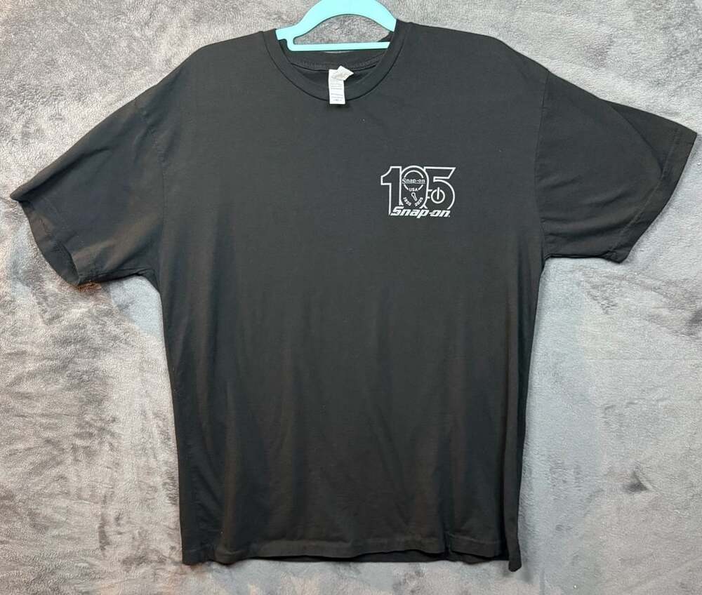 Mens Snap-on 105 Years Strong T-Shirt Size XL Black 1920-2025 Work Wrench Graphi